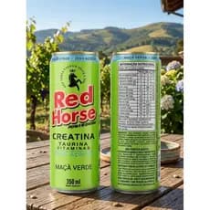 Pack 2 Energéticos Red Horse Zero Açucar Maça Verde BCAA + Creatina + Vitaminas 350ml
