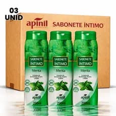KIT 03 UNIDADES SABONETE ÍNTIMO FEMENINO MENTA 200ML APINIL