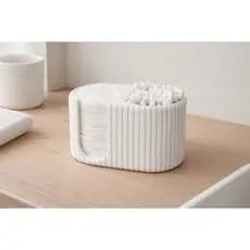 Porta Cotonetes com Tampa | Organizador de Algodão, Hastes Flexíveis e Acessórios | Decoração