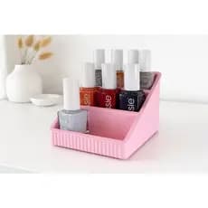 Organizador de Esmaltes Porta Esmalte 9 Nichos Suporte Maquiagem Porta Cosméticos Rosa Compacto
