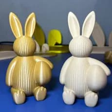 Kit 2 Coelhos Canelados com Ovo Decoração de Páscoa Moderna – Enfeite Minimalista Mesa Posta Sala