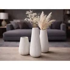 Kit 3 Vasos Decorativos Minimalista Coleção Nordé Escandinavo Moderno Decoração Elegante Sala e Mesa