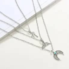 Colar Multicamadas 3 Camadas Cauda de Sereia Correntinha Cordão Feminino