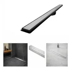 Ralo Linear Invisível 5x80cm Oculto Banheiro Sifonado Saídas 40mm Coleto Preto Branco e Cinza (5cmx80cm)