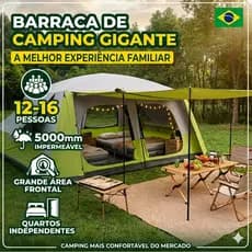 Barraca de Camping Gigante 12-16 Pessoas Impermeável 5000mm Tenda Familiar com Divisória