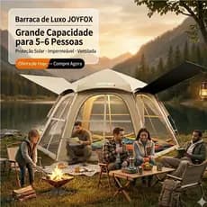 Barraca Camping Grande Automático Família Hexagonais Acampamento Joyfox Iglu 5-6 Lugares 290*250*158cm