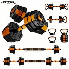 Halteres Musculação Kit 6 Em 1 Regulável 30kg Joyfox Barra Extensora Anilhas E Kettlebell Equipamento De Academia