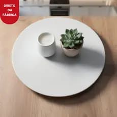 Prato Giratório Laqueado branco com vidro para Servir na Mesa e decorar 60cm de Diâmetro