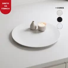 Prato Giratório Centro de Mesa Laqueado com vidro para Servir na Mesa e decorar 70cm Várias cores