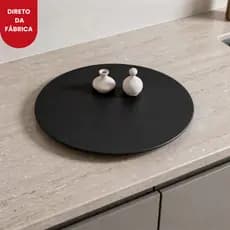 Prato Giratório Laqueado preto com vidro para Servir na Mesa e decorar 60cm de Diâmetro
