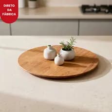 Prato Giratório amadeirado para Servir na Mesa e decorar 60cm de Diâmetro