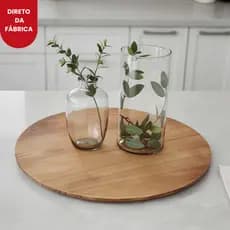 Prato Giratório amadeirado para Servir na Mesa e decorar 50cm de Diâmetro