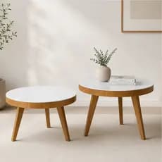Conjunto Kit 2 unid Mesa de Centro Bella Base em Madeira