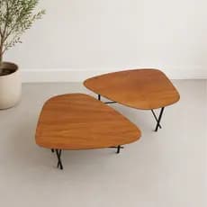 Conjunto Kit 2 unid Mesa de Centro Vision Decoração Luxo Moderno Madeira