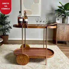 Barzinho carrinho Cristal Multiuso para Bebidas Sala Quarto Escritório