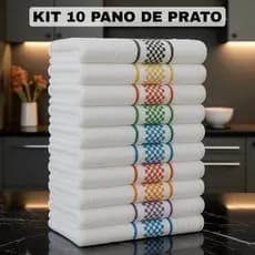 Kit 10 Panos de Prato Jacquard Atoalhado PREMIUM Felpudo