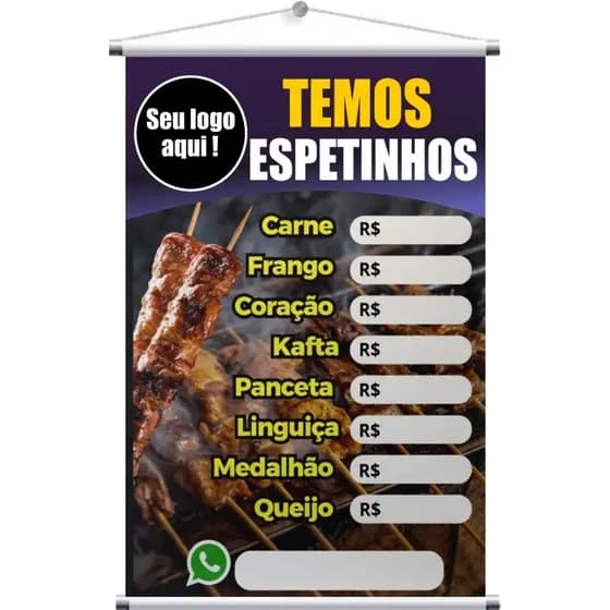 Banner Temos Espetinho de high Qualidade Cores Vibrantes !!!