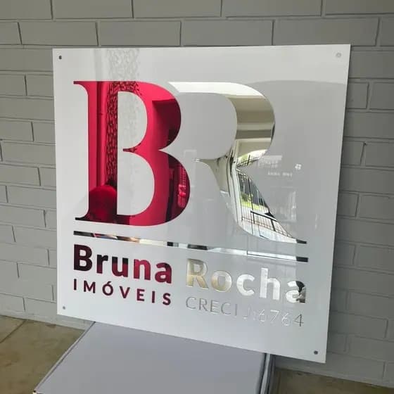 Placa com Letreiro Parede 60x60cm - Acrílico Quadrado Personalizado
