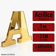 Aplique de Letras e Números em Acrílico Espelhado 3cm | Para Artesanato, Lembrancinhas e Decoração