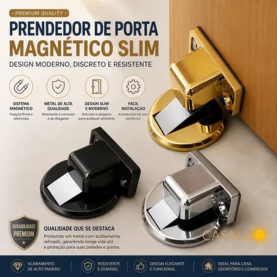 Kit Aço inox Prendedor Segurador Batedor Fixador Metal de Porta Peso Porta Silencioso Imã Magnético