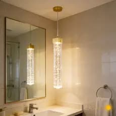 Lustre Pendente Tubo Cristal Bolha LED 3 Em 1 Prateado Dourado 7w Pendente Empire Cinderella Decor