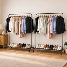 Conjunto Araras de Roupas Cabideiros Multiuso Ideal para Quarto Loja Minimalista Grande Organizador