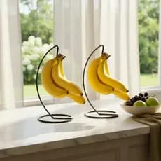 Kit 2 Fruteiras De Mesa Suporte Banana Decoração Para Pendurar Cacho Aramado Organizador Redonda