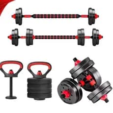 Kit de treino 20kg  fitness funcional em casa halteres barra acessoro de treino preto