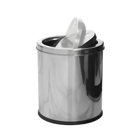 Lixeira Inox 3 Litros Basculante Reforçada Durável, Cinza Brilhante  4.2