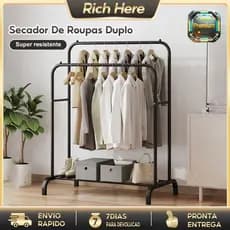 Arara Cabideiro Dupla De Roupas Organizador Cabideiro Portátil Moderno