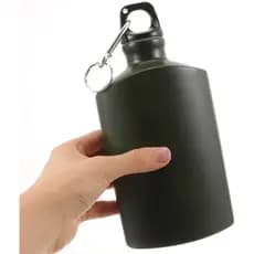 Garrafa Térmica Squeeze 500ml em Alumínio Preto com Tampa Chaveiro – Modelo Triangular
