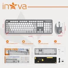 INOVA Kit Teclado E Mouse Sem Fio 2.4ghz ABNT2 Receptor Nano Usb