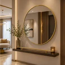 Espelho Redondo Decorativo Moldura Maleável 60cmPrata ou Dourado
