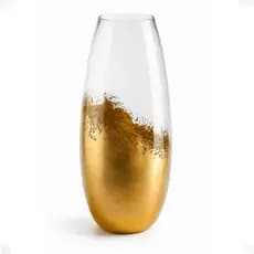 Vaso de Vidro Decorativo Dourado 30cm para Flores Mart