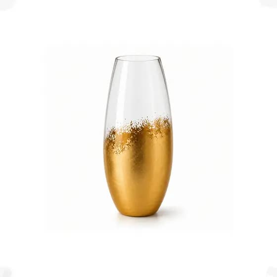 Vaso Decorativo Dourado Vidro 24,5cm Para Flores Mart
