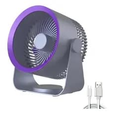 Ventilador De Mesa Silencioso Com Carregamento Usb Roxo Escuro