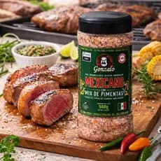 Sal Parrilla Mexicano Gonzalo 500g com Mix de Pimentas – Tempero Premium para Churrasco, Sabor Picante e Intenso