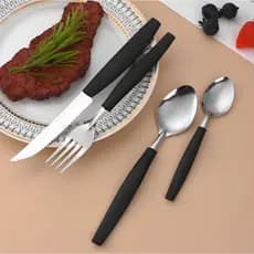 Jogo Talheres 17 Peças Aço Inox Ergonômico Porta Talher Organizador Elegante