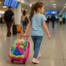 Mochila Escolar Infantil Rodinhas Princesa Rosa Carrinho Menina Bolsa Viagem Escola