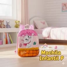 Mochila Gatinha Rosa Poás Infantil Escola Creche Passeio Bolsa Costas Zíper Alça Ajustável