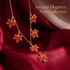Colar Vintage de Folha de Bordo com Strass Vermelho e Borla Dourada, Corrente para Suéter, Joia de Outono