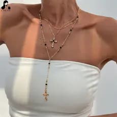 Y2K Estética Cruz Colar Para Homens Mulheres De Aço Inoxidável Borla Corrente Pingente Longa Hip Hop Punk Jóias Presente