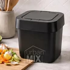 Lixeira para cozinha pia 4 Litros com Tampa Click cores Preta e Cinza