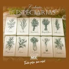 Pano de Prato Rústico Estampado Especiarias Kit com 3 e 6 Panos 100% Algodão Premium 40 x 70 cm
