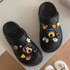 Chinelo Babuche Sandália preto legal Antiderrapante Scaleno Super Leve Em Eva Com Acessórios - BC1