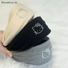 WoodAron 1Pc Dos Desenhos Animados Olá Kitty Perfuração Quente Borda Larga Kawaii Doce Feminino Coração Hairband Lavar C