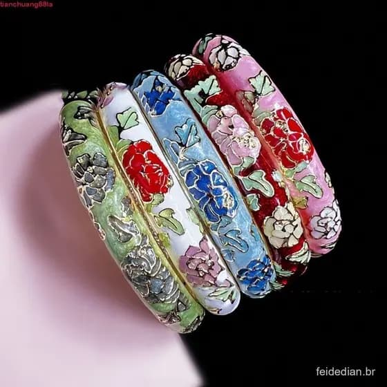 Pulseira Cloisonne Chinesa TIANCHUANG , De Flor De Filigrana De Peônia Esmaltada , Étnica