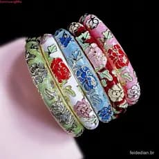 Pulseira Cloisonne Chinesa TIANCHUANG , De Flor De Filigrana De Peônia Esmaltada , Étnica