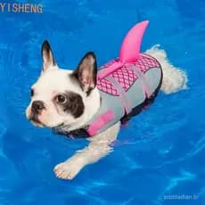 YISHENG Colete Salva-Vidas Para Cães Tubarão , Maiô Impermeável Anti-Rachadura , Com Alça , Roupas De Natação
