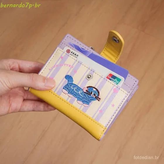 Carteira De Gato Bordada BNARDO , Bolsa De Cartão Ultrafina Estilo Coreano , Porta-Cartões Moedas De Desenho Animado Ao